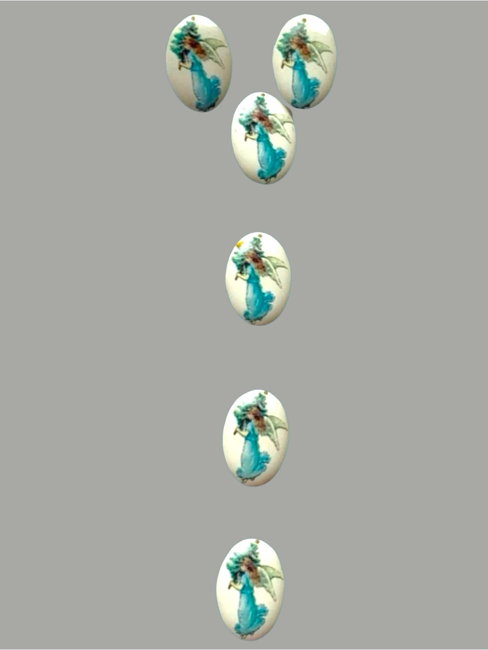 4 Christmas Angel Button Covers & 2 Clip On Earrings